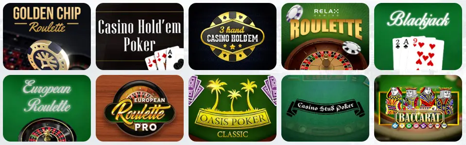 Jeux de table au PlayZax Casino